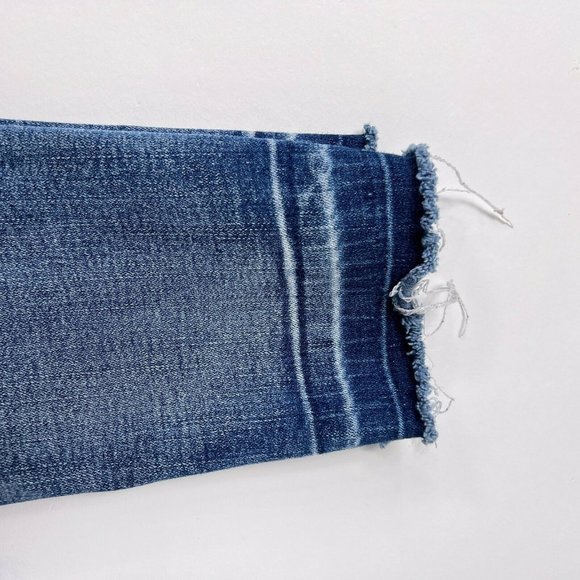 Salvaje Denim Distressed Mid Rise Stretch Denim Skinny Raw Released Hem Jeans 5 - Picture 7 of 10